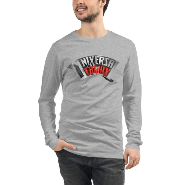 Unisex Universal Family  Long Sleeve Tee Red/Silver Logo - Image 3