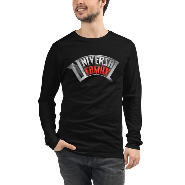 Unisex Universal Family  Long Sleeve Tee Red/Silver Logo - Image 2