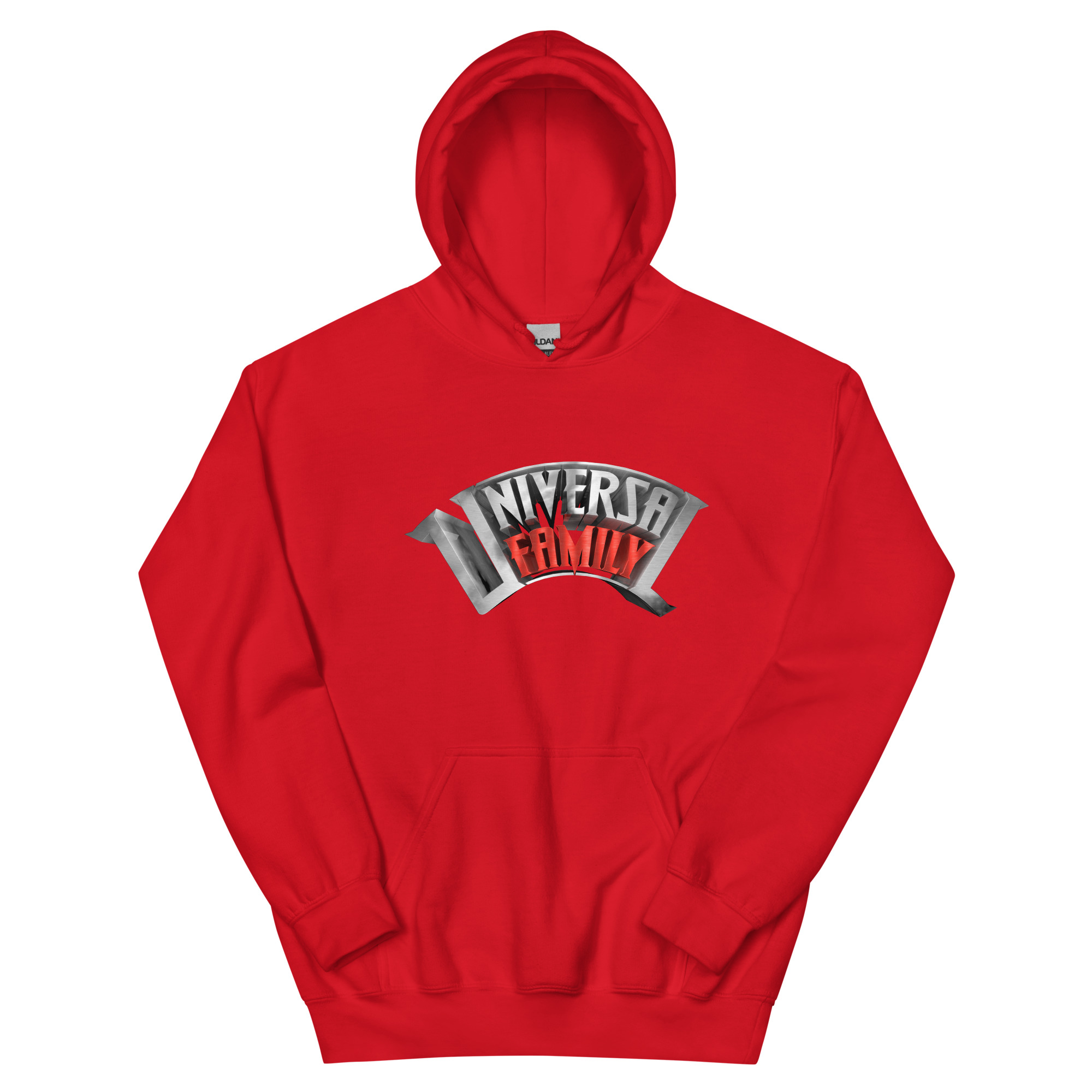 Unisex Universal Family Hoodie Red/Sliver Logo Heavy Gildan Fabric